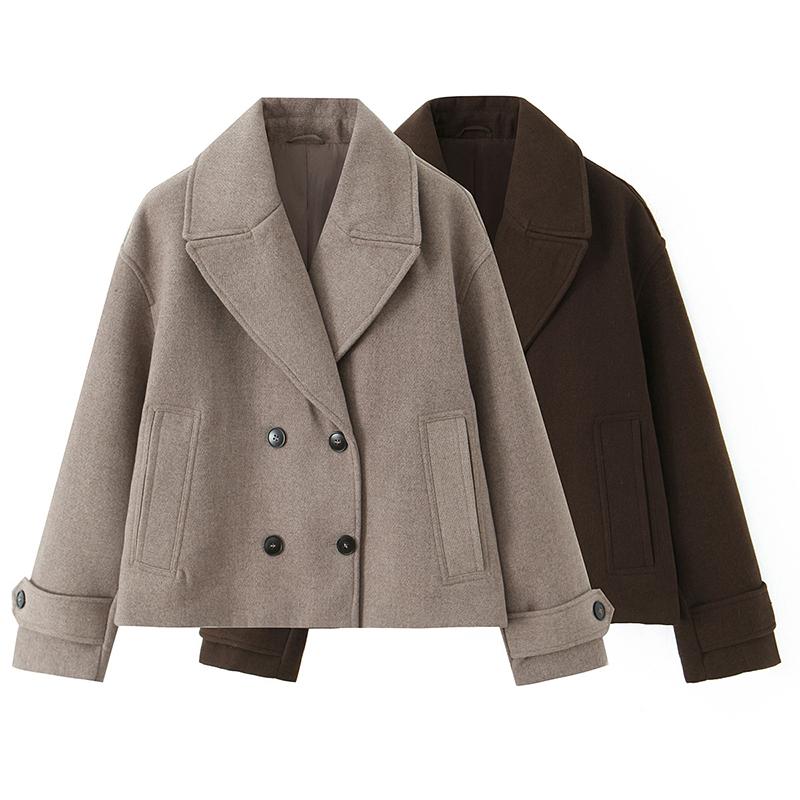 Spring Autumn Women Solid Double Breasted Trench Jackets Vintage Lapel Neck Long Sleeves Female Lady Outfits