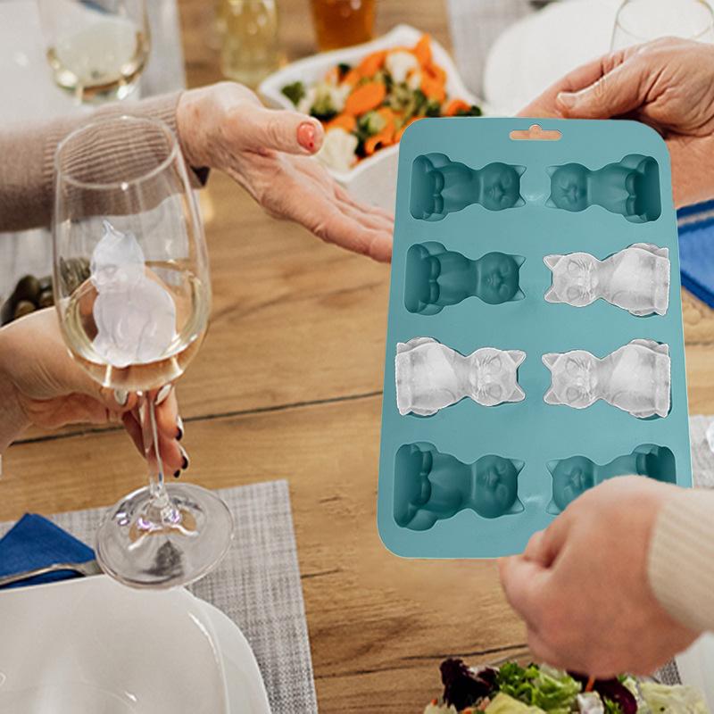 1pc Silicone Cat Ice Mold Tray Diy Easy Release Flexible Ice Cube Maker for Cocktail Silicone Ice Cube Tray for Whiskey