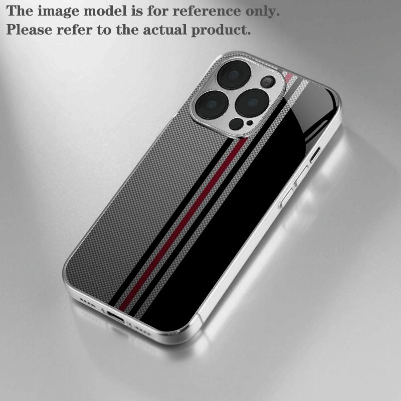 Red and Gray Striped Pattern Electroplated  Phone Case for iPhone17 16 16ProMax 15 14 13 12ProMax 11 11Pro Anti-drop protection