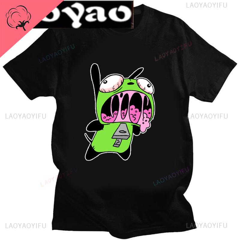 Lustiges Invader Zim Invader Gir Grafik T-Shirt Bild Männer Frauen Baumwolle Camisetas Cartoon Retro Baumwoll-Tees Liebliche Streetwear Oberteile