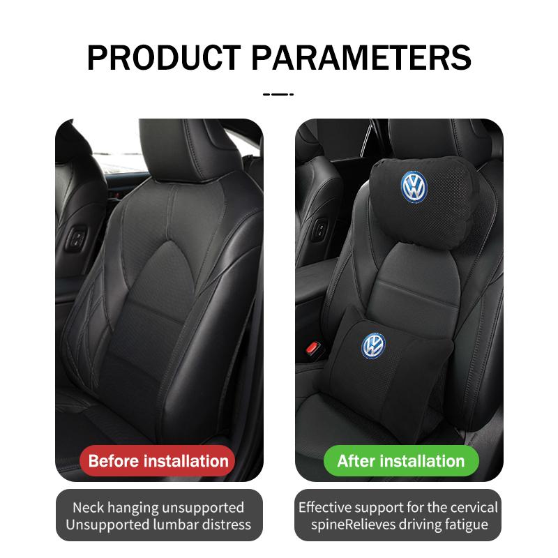 Hub Caps For Volkswagen VW Car Memory Foam Headrest Neck Pillow Protection Lumbar Support Scirocco Passat Polo B5 B6 B7 CC Tigua