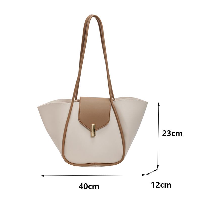 Yogodlns Designer-Edit Large Tote Bag Trendy Lock Detail Satchel, Chic Underarm Purse for Women, Minimalist Crossbody & Work Bag