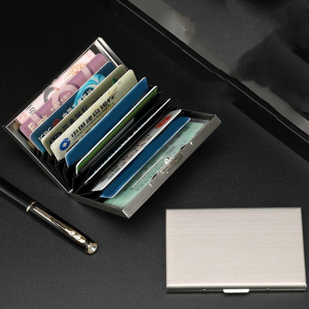 Stainless Steel Card Antimagnetic Case 10 Card Slots RFID Card Holder Bank Card Case  Travel