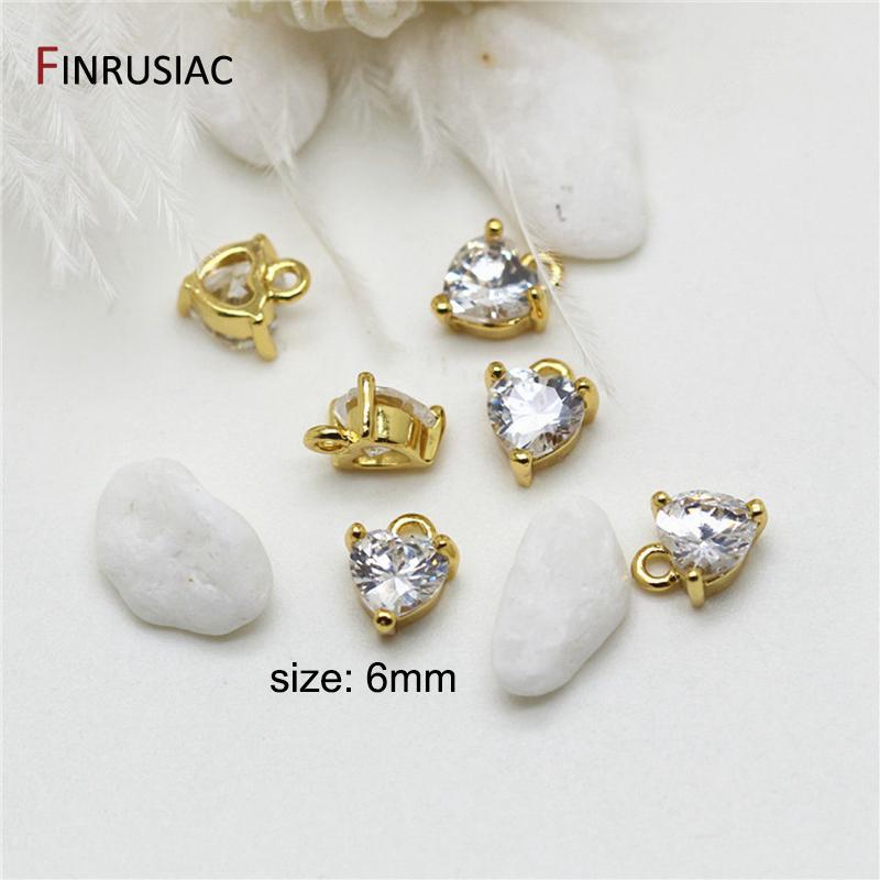 6 Types 14K Gold Plated Brass Zircon Rhinestone Pendants Charms,Jewelry Making For DIY Necklace Earrings Findings Accessories