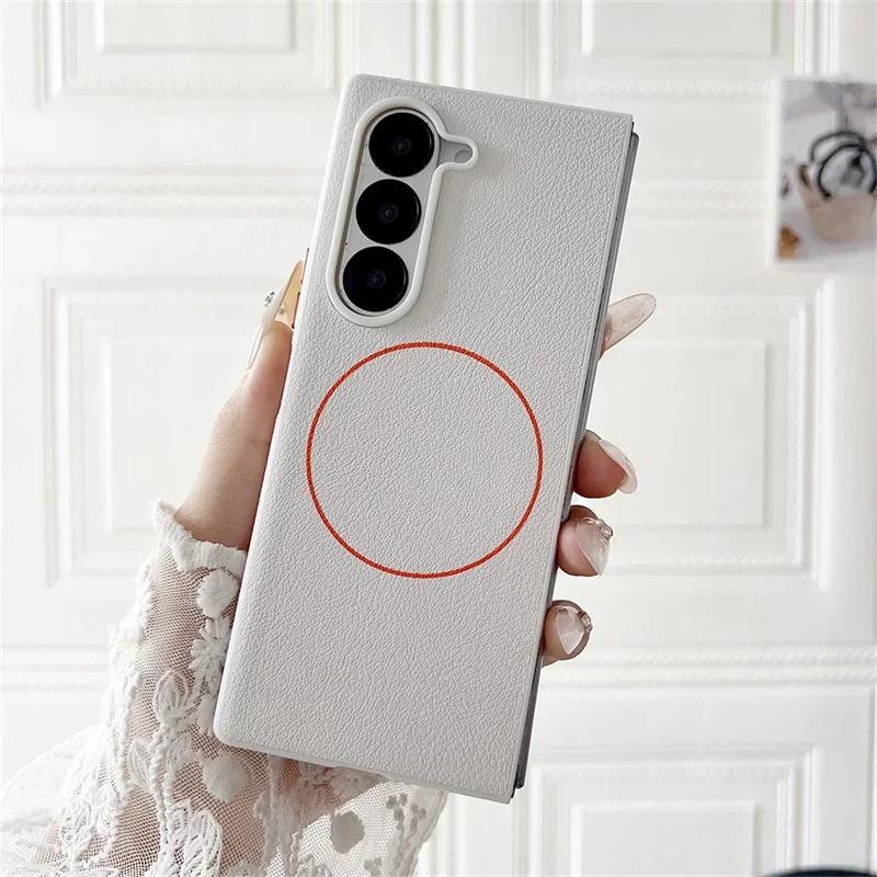 

For MagSafe Magnetic Phone Case for Samsung Galaxy Z Fold 7 5 6 4 Fold4 Fold5 Fold6 PU Leather Shockproof Hard Protective Cover Artificial leather&Galaxy Z Fold6