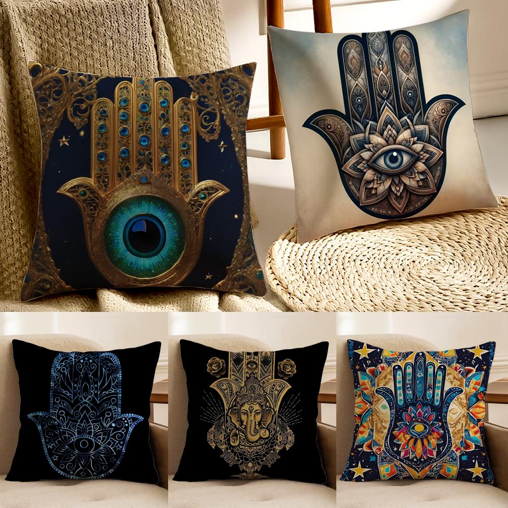 Mystical Cultural Artwork HHamsa Cushion Cover Pillowcase Antidustmite Living Room Sofa Decor Cushion Room