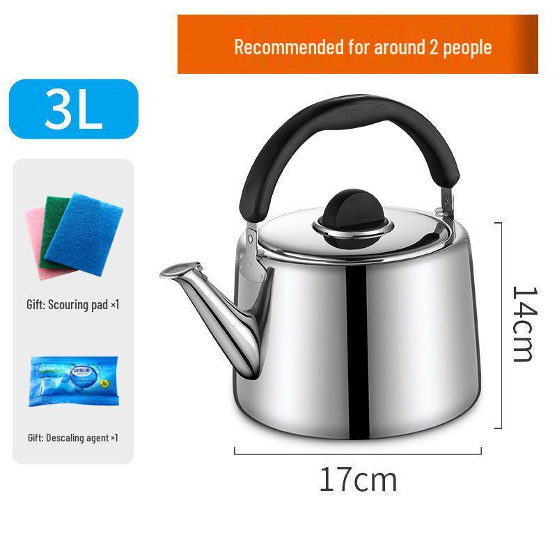304 Stainless Steel Whistling Kettle for Gas & Induction, Large Capacity
