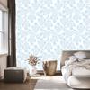 Wallpaper Flowers White and Azure, Subtle Detail for Living Room and Bedroom 50x1000
