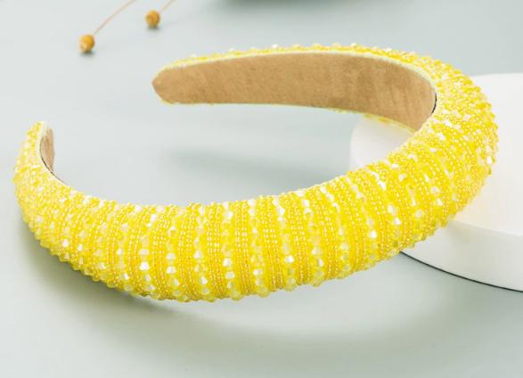 3cm Width Crystal Luxury Girl's Handmade Beaded Hairband Braided Rhinestone Bead Headband