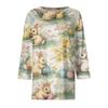 Women's Fashionable Casual Three-quarter Sleeve Easter Print Round Neck Pullover Top