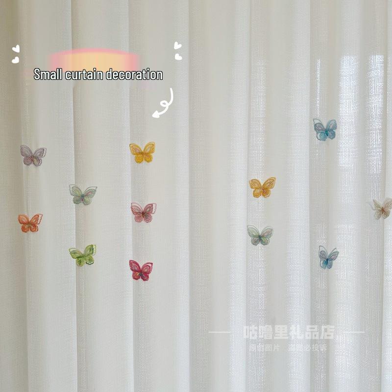 Double-Layer Embroidered Butterfly Mesh Curtain Accessories