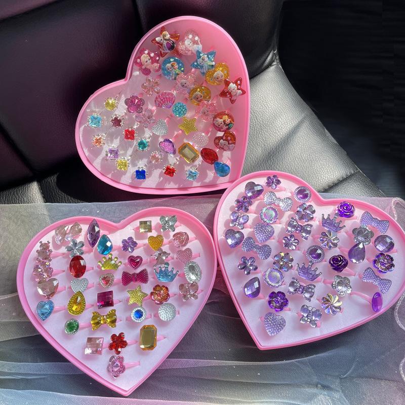 Children's ring little princess cute girl gemstone cartoon jewelry little girl baby shiny rhinestone ring