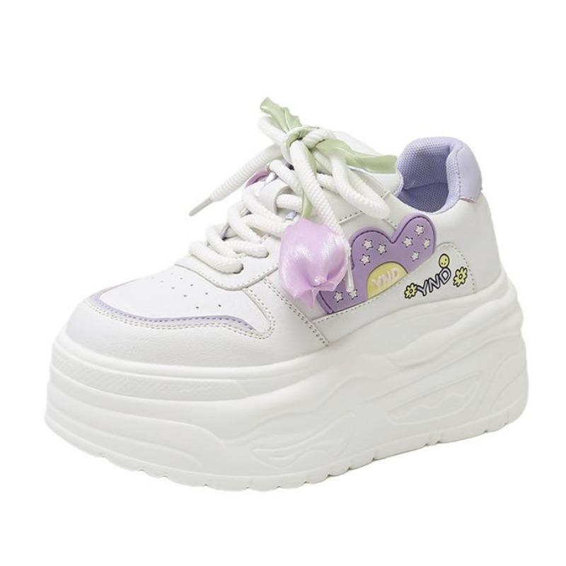 Fashion 8CM Women's Sports Shoes 2025 Autumn Pink Comfortable Fashion White Female Thick Bottom Skateboard Shoe Women Casual Sneakers