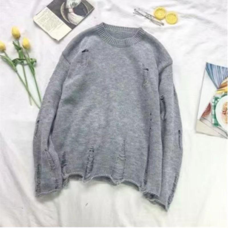 Herren Einfarbig Rundhals Lässiger Pullover Jugend Locker Retro Gestrickte Pullover Tops