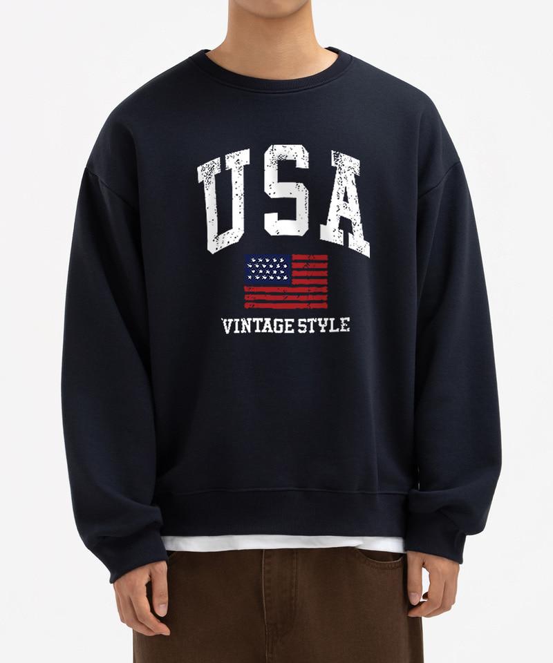 UNDEROFF Peach Skin Essential Vintage Usa Fleece-Lined Sweatshirt Black