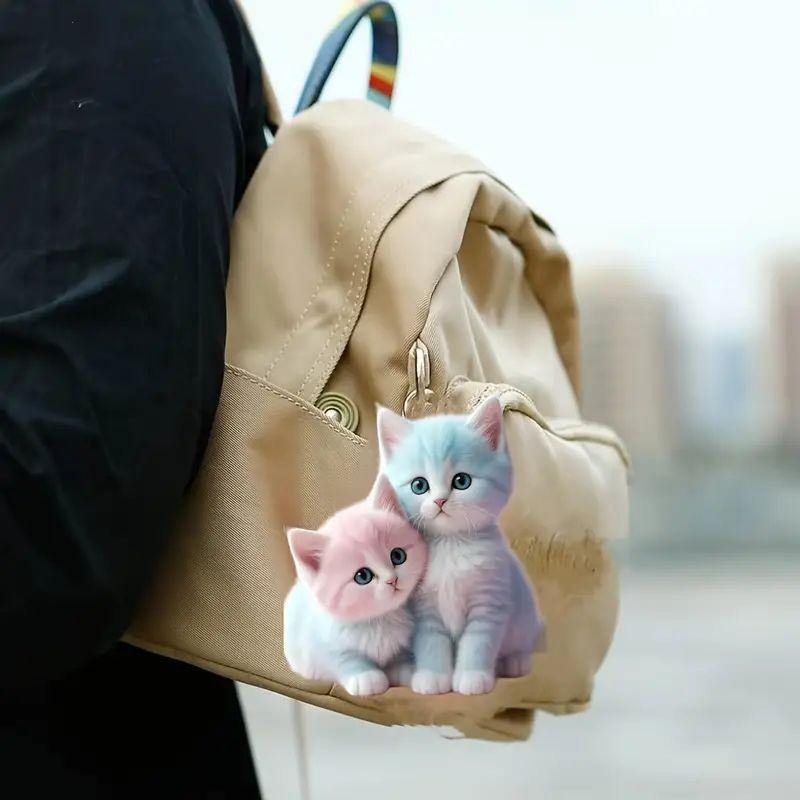 Acrylic Stylish Cartoon Cat Pendant For Car Decoration Playful Vehicle Accessory