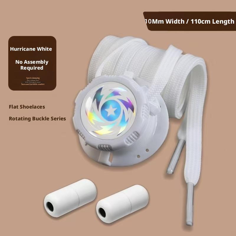 

1 Pair Hurricane Style No‑Tie Shoe Locks — Rotating quick‑adjust buckles for 1cm laces, easy to fasten. білий
