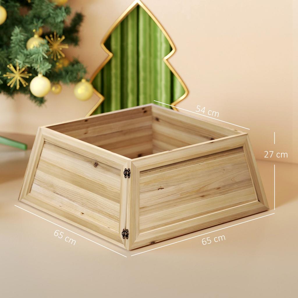 Christmas Tree Skirt 65 X 65 Cm Christmas Tree Collar Made of Fir Wood, Natural Wood