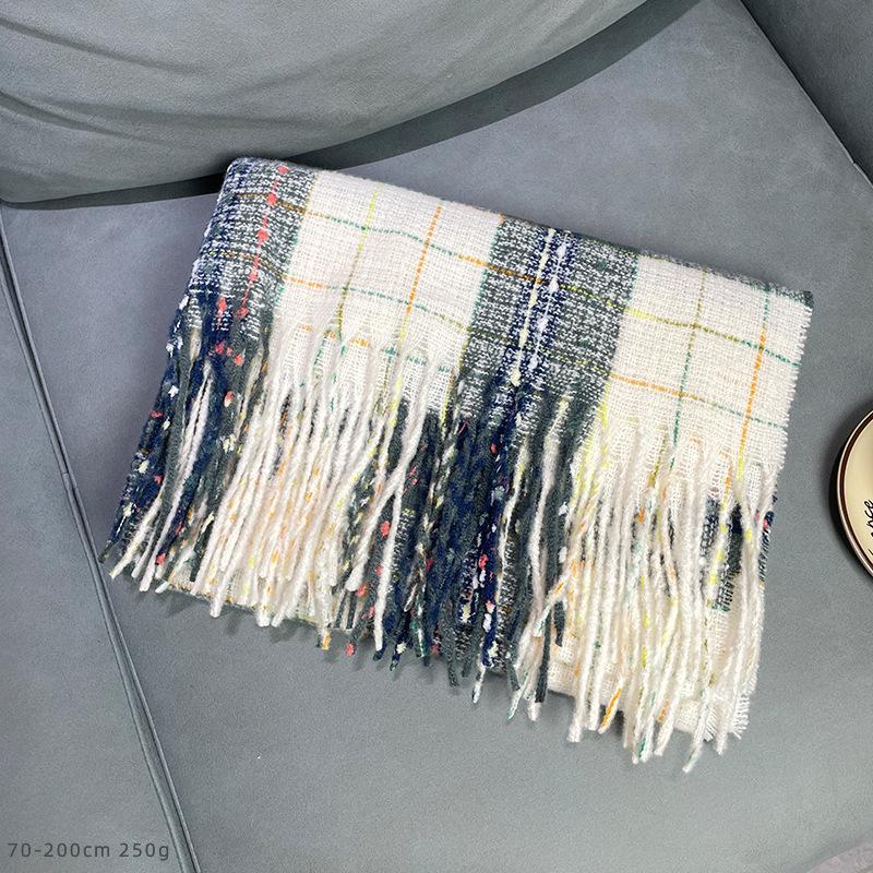 British Style Plaid Scarf Versatile Imitation Cashmere Scarf Shawl Advanced Sense Student Men'S And Women'S Scarf
