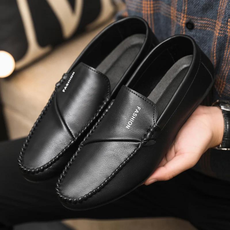 Fashion Genuine Leather Men Loafers Breathable Slip on Men Driving Shoes Italian Luxury Brand Men Casual Shoes Moccasins Chaussure Homme
