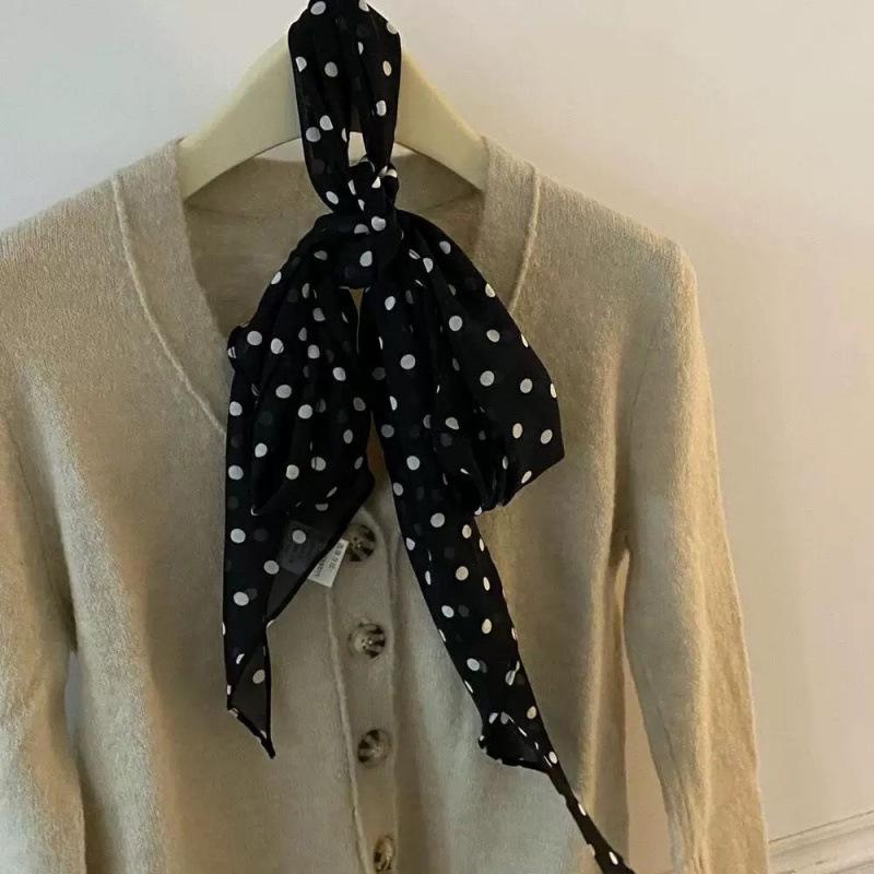 1Pieces Retro Leopard Polka Dots Print Silk Scarf Women's Fashion All-match Belt Scarf Mountaineering Scarf