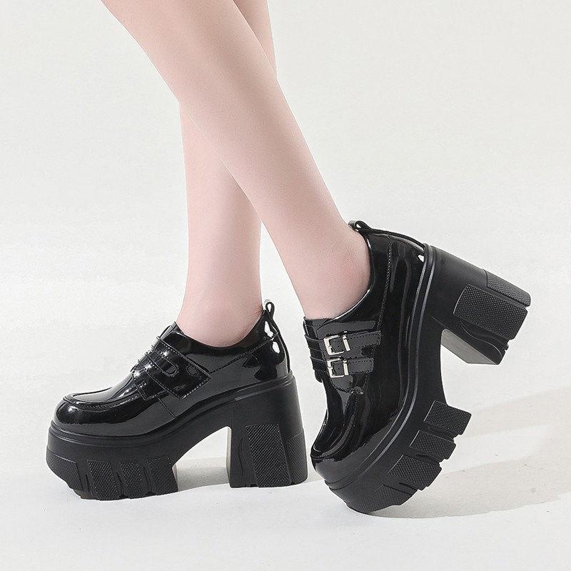 Fashion Retro Mary Jane shoes Women black Oxford shoes Thick-soled Heightened College Style Leather Shoes Women Platform JK Uniform Shoe