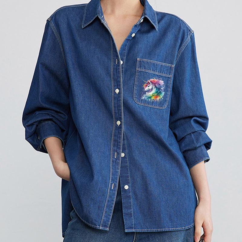 Iron On Transfer Beautiful Unicorn Stickers Diy Hoodies Jeans T-Shirt Heat Trnasfer Clothes Stickers Custom Iron-On Patches