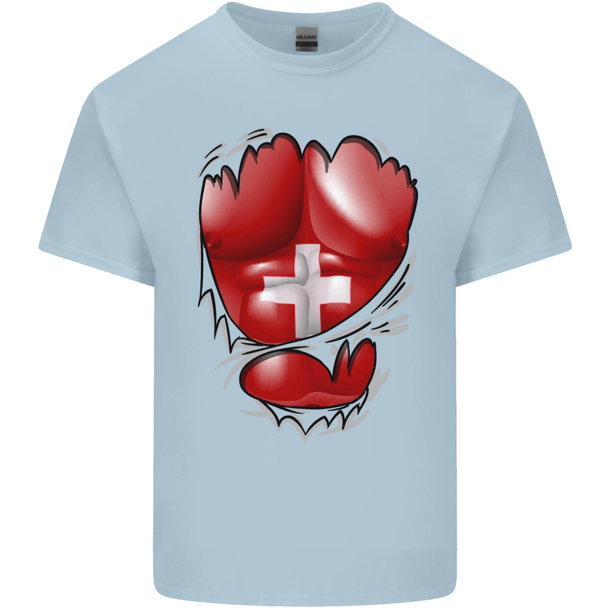 Gym Swiss Flag Ripped Muscles Switzerland Unisexs Light Cotton TShirt S