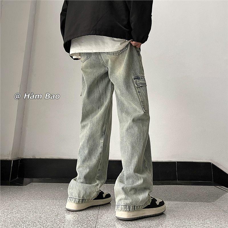 Tooling Jeans Men's Autumn and Winter Oversize Guochao Wide-leg Pants Tide Brand American High Street Loose Straight Pants
