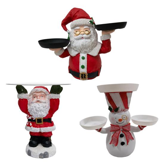 Christmas Santa Claus Tray Cartoon Snowman Cake Stand Candy Snacks Treats Holder with 3 Trays Xmas Holiday Party Decorative Tray