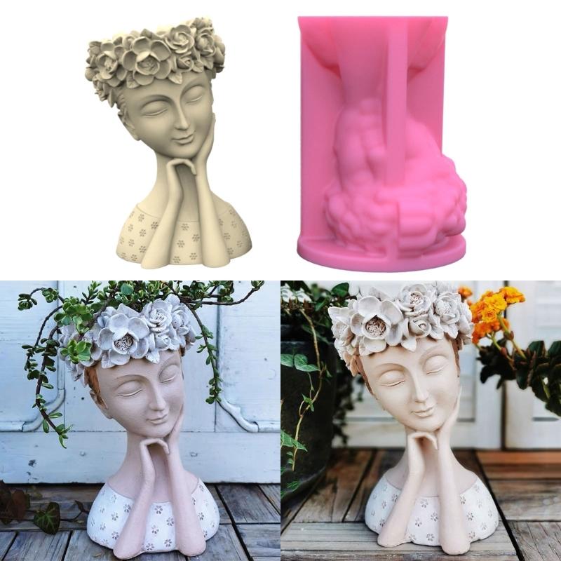 Planter Vase Mould Artistic Figure Cements Mold Silicone Material Suitable for DIY Hand-Making Succulent Plant Flowerpot