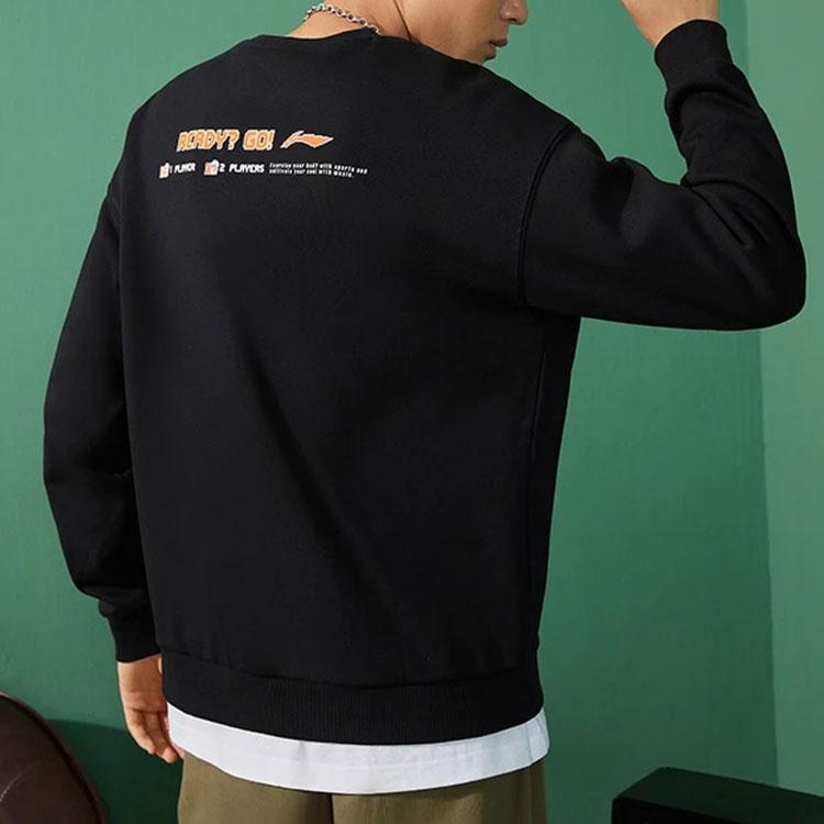 Li Ning Pixel Fun Print Fleece Warm Sweatshirt Unisex Sweatshirt Black AWDRD72-4