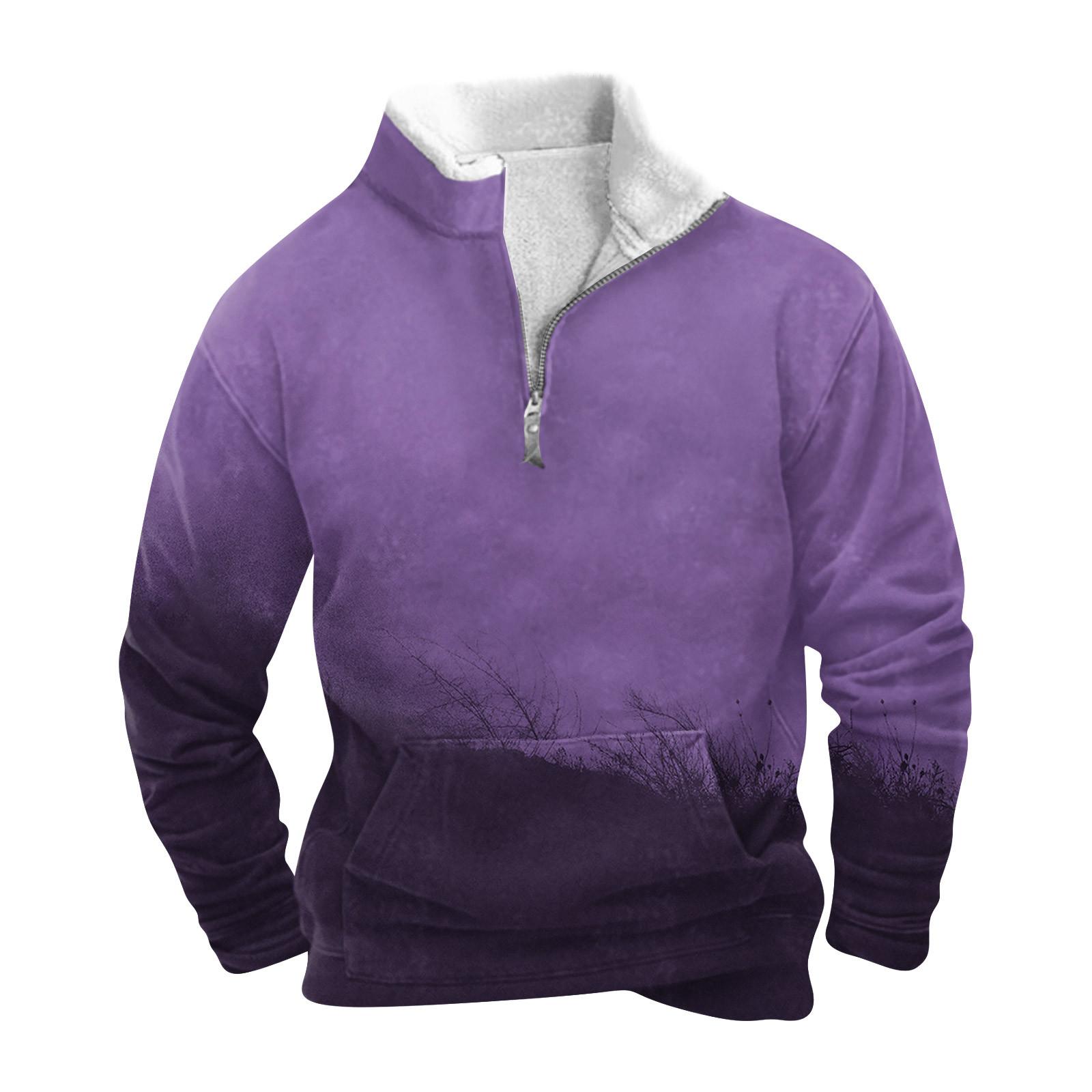 

Весенне-осенняя мужская толстовка с воротником-стойкой на открытом воздухе, повседневные свитера, топы XXXXXL фиолетовый