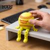 Sports Fan Desk Accessory Ball Buddy Figurine with Articulated Legs, Shelf Sitter Statues, Baseball Decor Movable Joints Football/Tennis