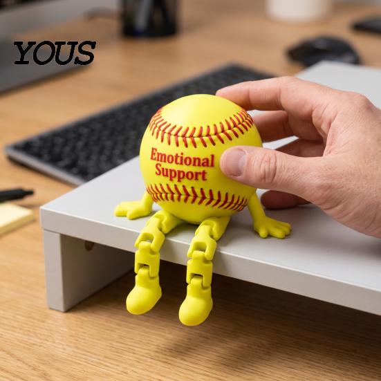 Sports Fan Desk Accessory Ball Buddy Figurine with Articulated Legs, Shelf Sitter Statues, Baseball Decor Movable Joints Football/Tennis