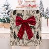 Christmas Chair Cover with Bowknot Decorative Winter Chair Back Cover Deer Print Festive Holiday Home Decor