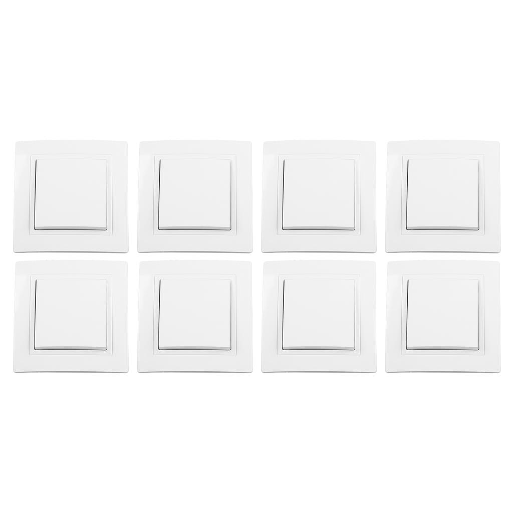 8Pcs Single Pole Light Switch 10A/250V Wall Decorative Paddle Rocker Switch European Regulations