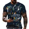 New Design Men's T-shirt Iron Chain Black and White Colorful Painting Style Short Sleeve T-shirt High Quality Fat