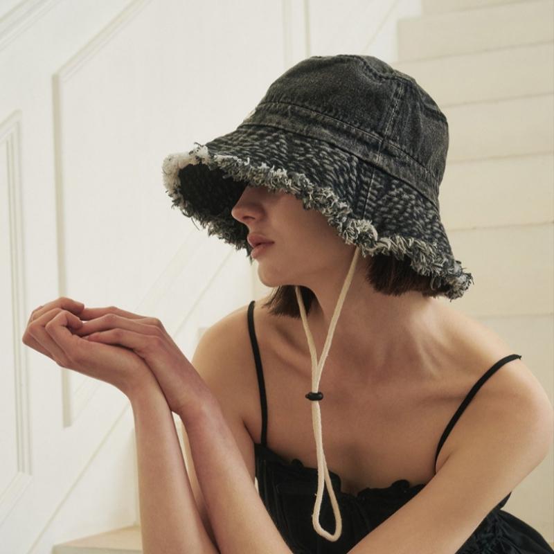 Allincomplete Denim Bleaching Safari Hat Black