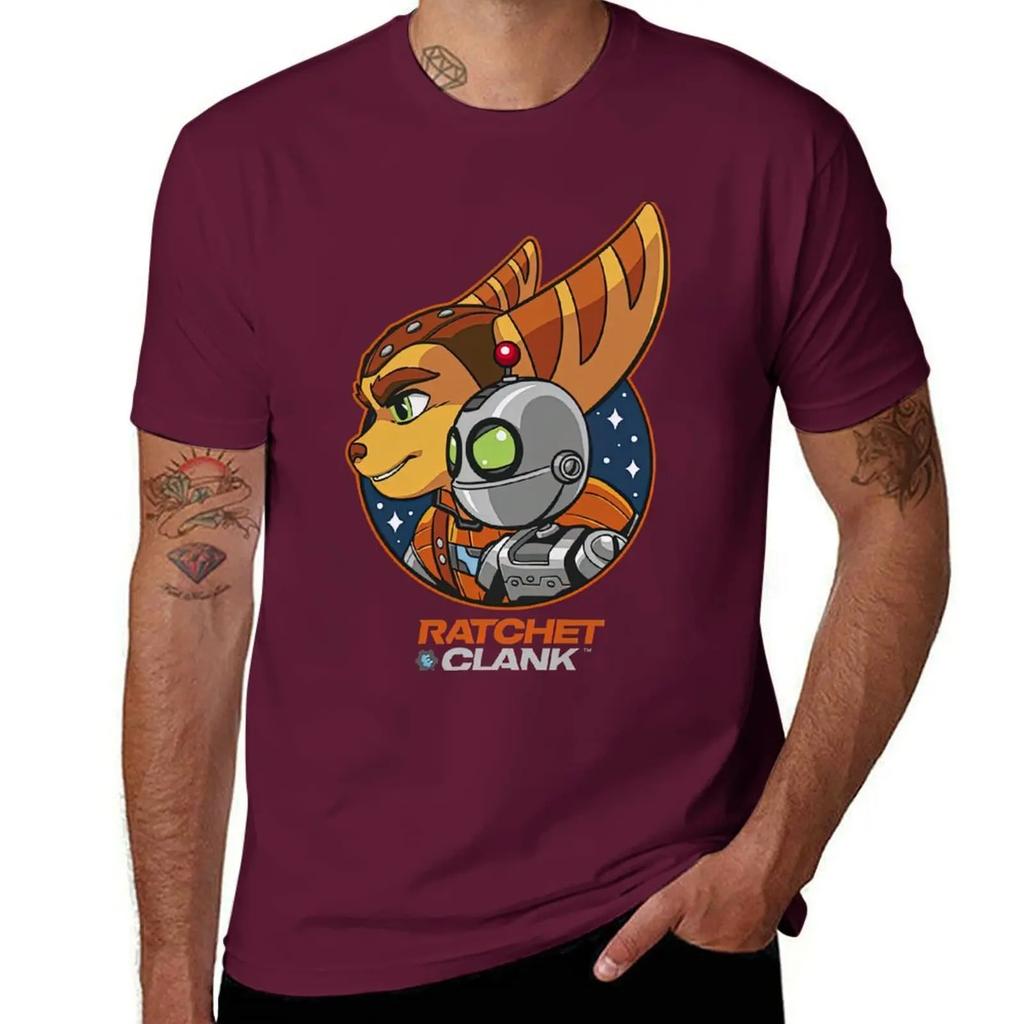 Koszulka z bohaterem Ratchet and Clank Rift Apart, figurki anime, ubrania hippie, ubrania plus size, koszulki męskie