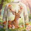 3D Printed Deer Tiger Sweatshirt For Men Monkey Bear Pattern Pullover Casual Loose Street O-Neck Long Sleeve Hoodies Unisex Tops