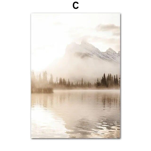 Boho Natural Landscape Lake Wave Palm Mural NordicPosters Wall Art Canvas Painting And Prints Pictures For Living Room Decor