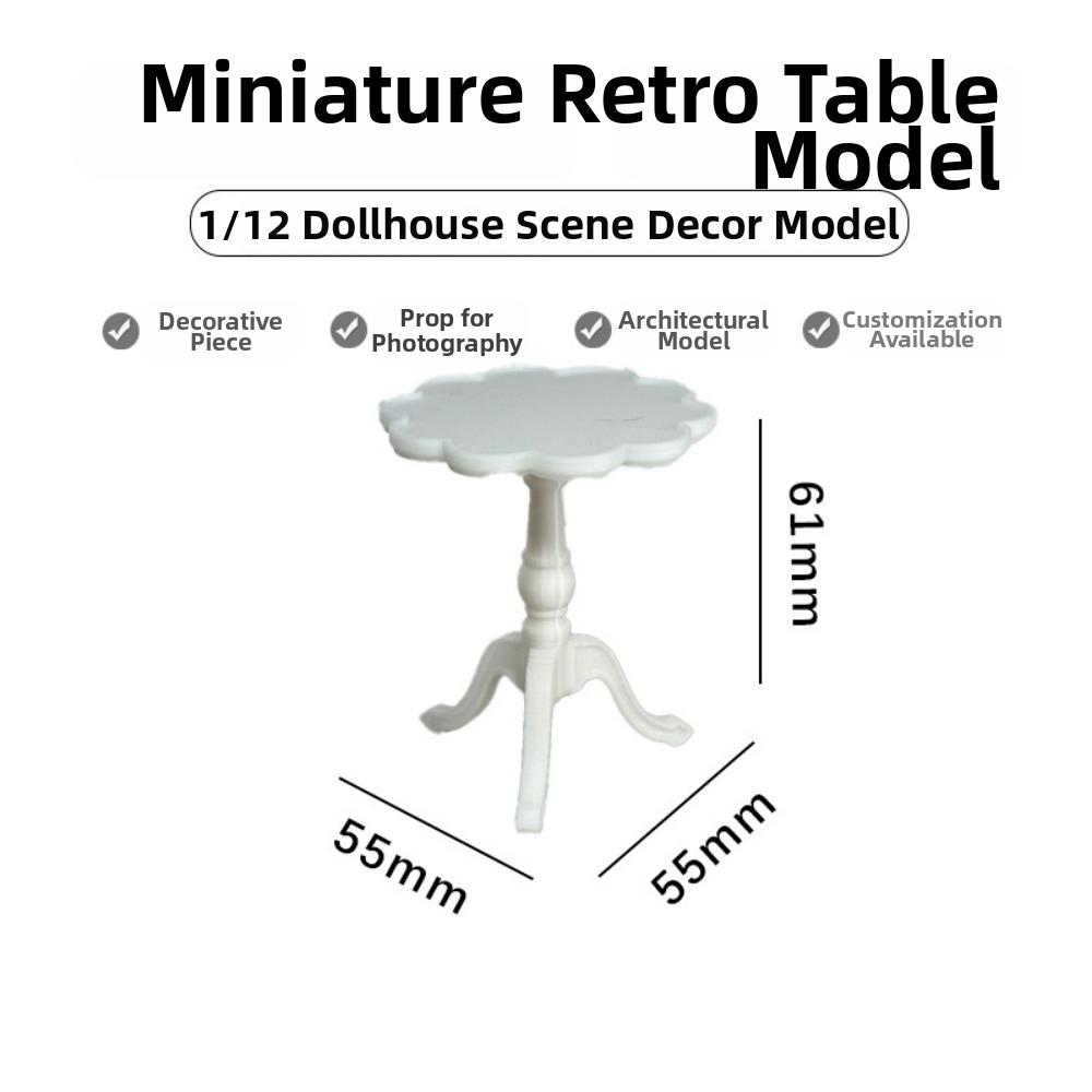 3Styles Dollhouse Wood Table Food Play Retro Round Table  Simulation Model Dolls Accessories