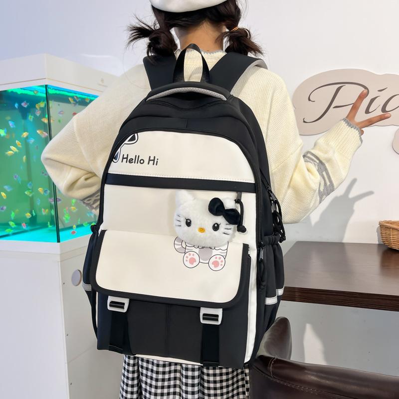 Rucksack Damen Neu Große Kapazität Koreanische Version Campus Stil Freizeitrucksack Kontrastierende Buchstaben Nylon Studenten Schultasche