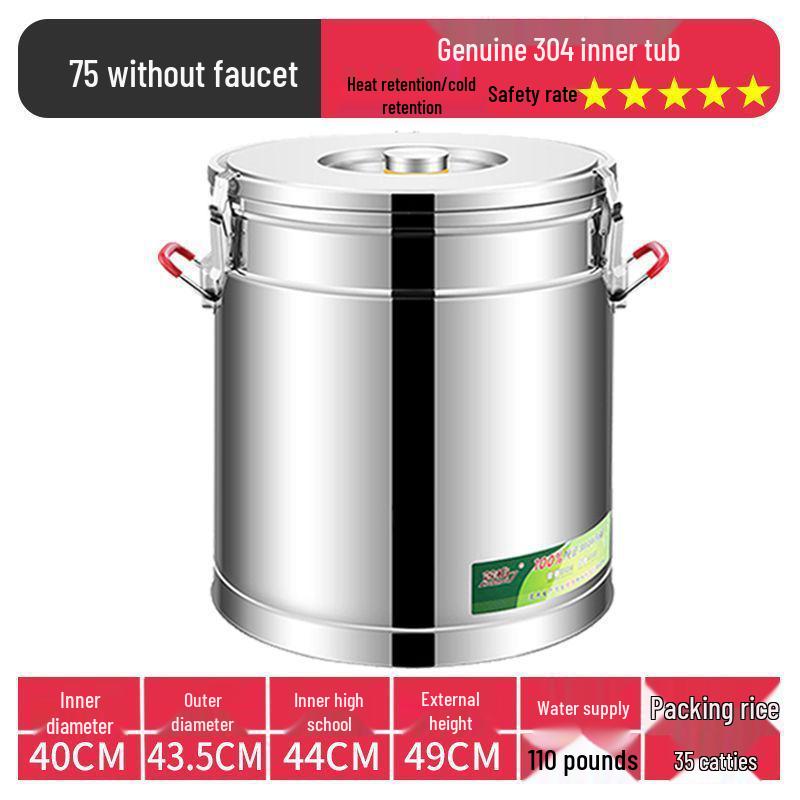 Isolierter Eimer aus Edelstahl 304 für Reis und Sojamilch, Eimer für Eisgelee mit großem Fassungsvermögen