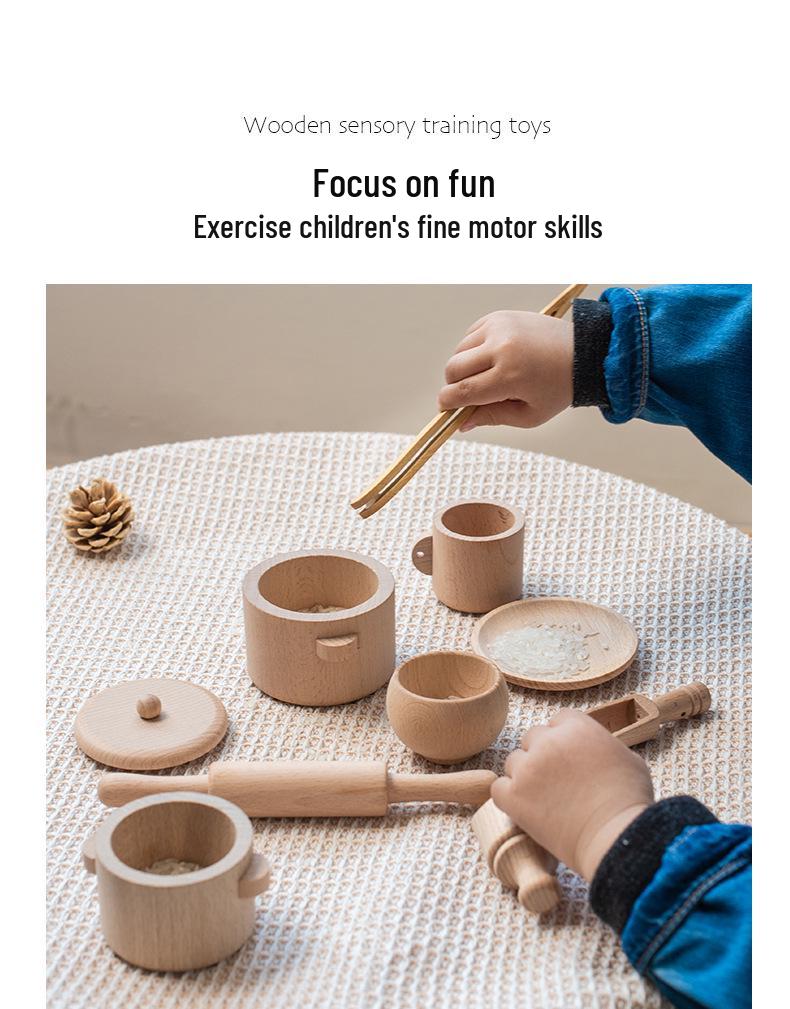 Beech Wood Tea Party Play Set for Kids - Pretend Play & Sensory Bin Kitchenware