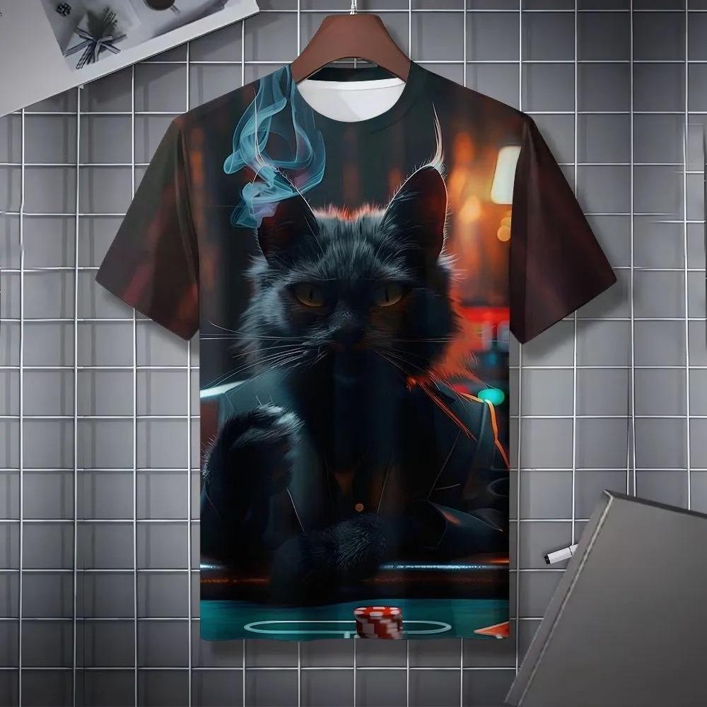 Summer Men's Casual Fashion Creative Casual Daily T-shirt Loose Casual T-shirt 3D Digital Color Printed T-shirt