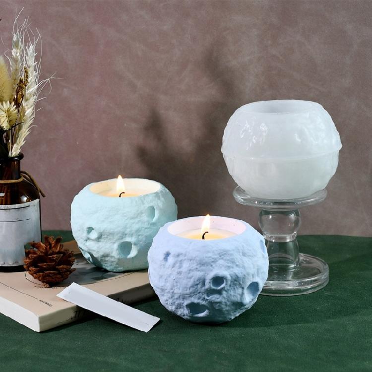 High Temperatures Resistant Candle Cup Silicone Mold Moon Shape Candlestick Mold Aromatherapys Container Jewelry Mould