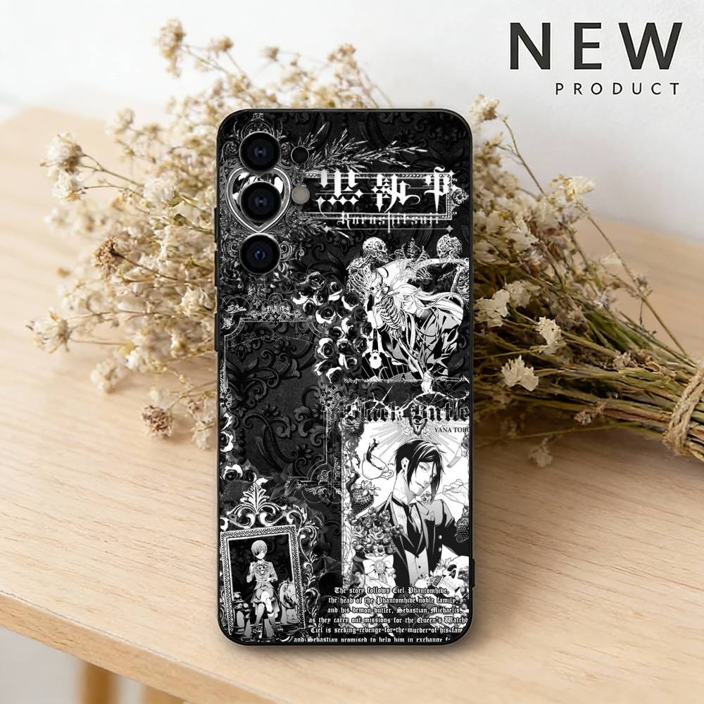 Anime B-Black B-Butler Phone Case For Samsung S26,25,24,23,22,21,20,30,Ultra,Plus,Fe,Lite Black Shell