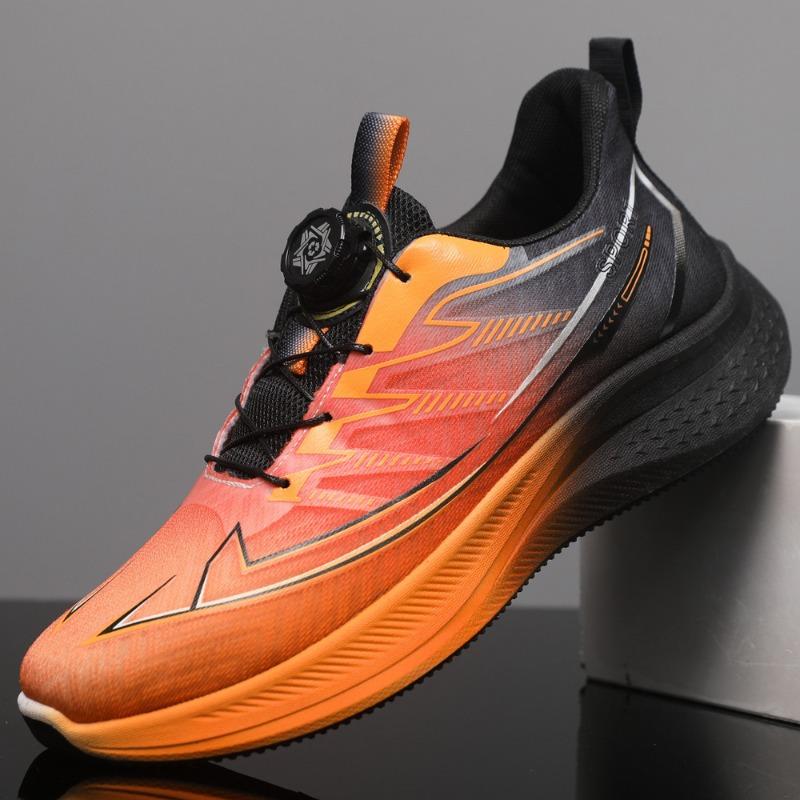 Men's shoes ice silk mesh breathable running shoes summer non-slip shock absorption ultra-light rotating button trendy jogging sneakers